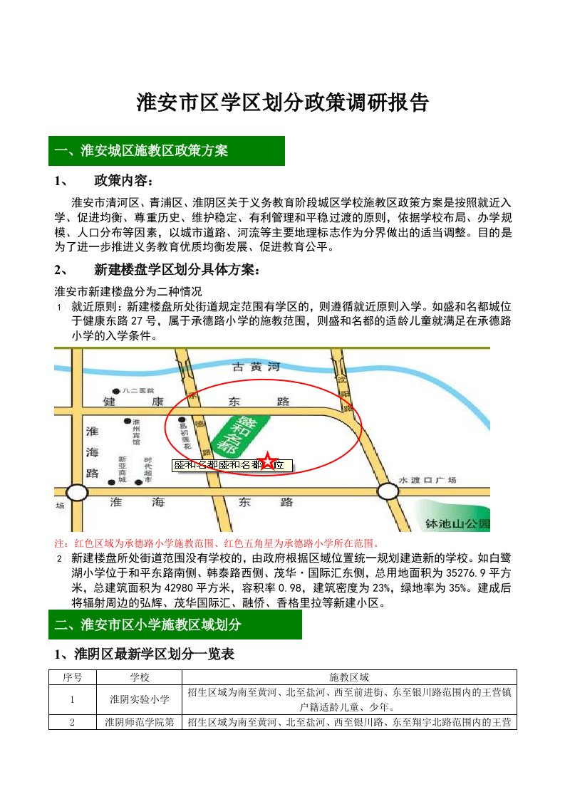 淮安商品房学区划分政策调研报告