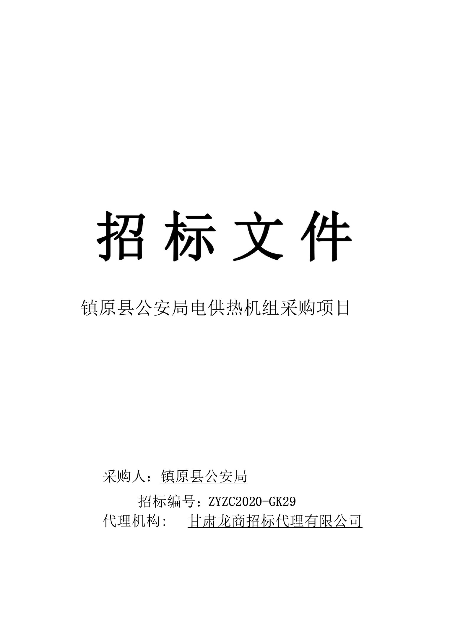 镇原县公安局电热机组招标文件6.++++26