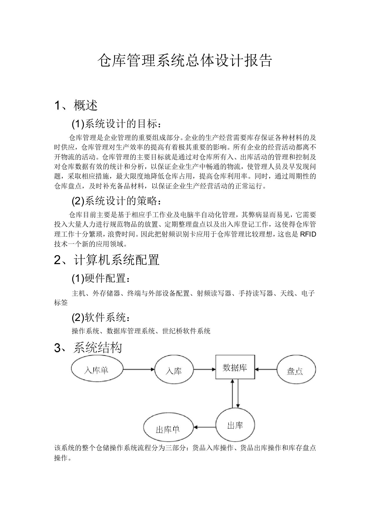 仓库管理系统总体设计报告