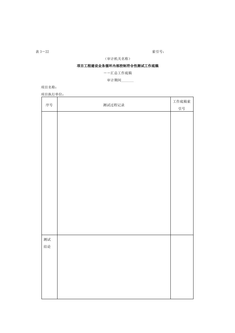 项目工程-3项目工程建设业务循环符合性测试工作底