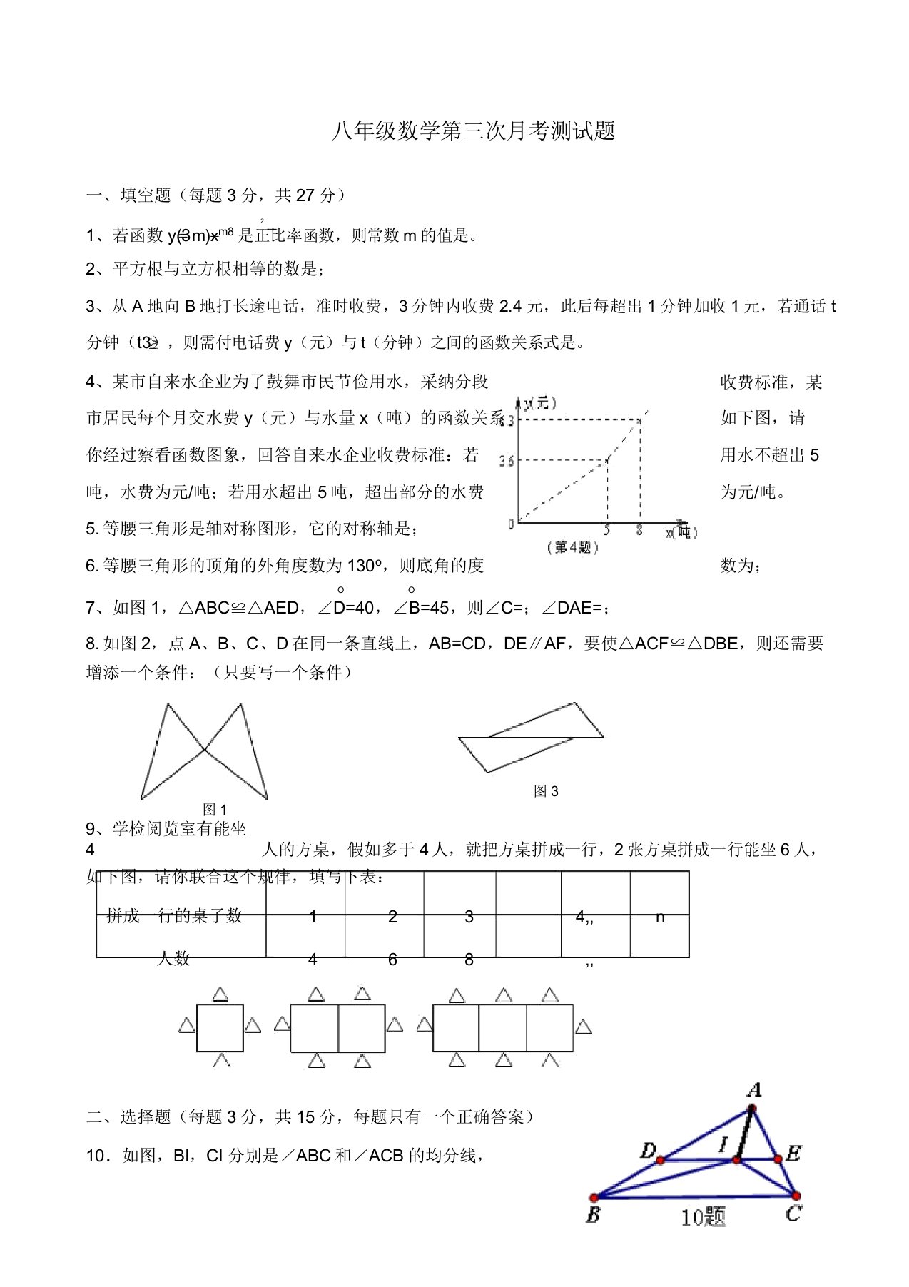 人教版八年级上册数学一次函数单元测试题答案