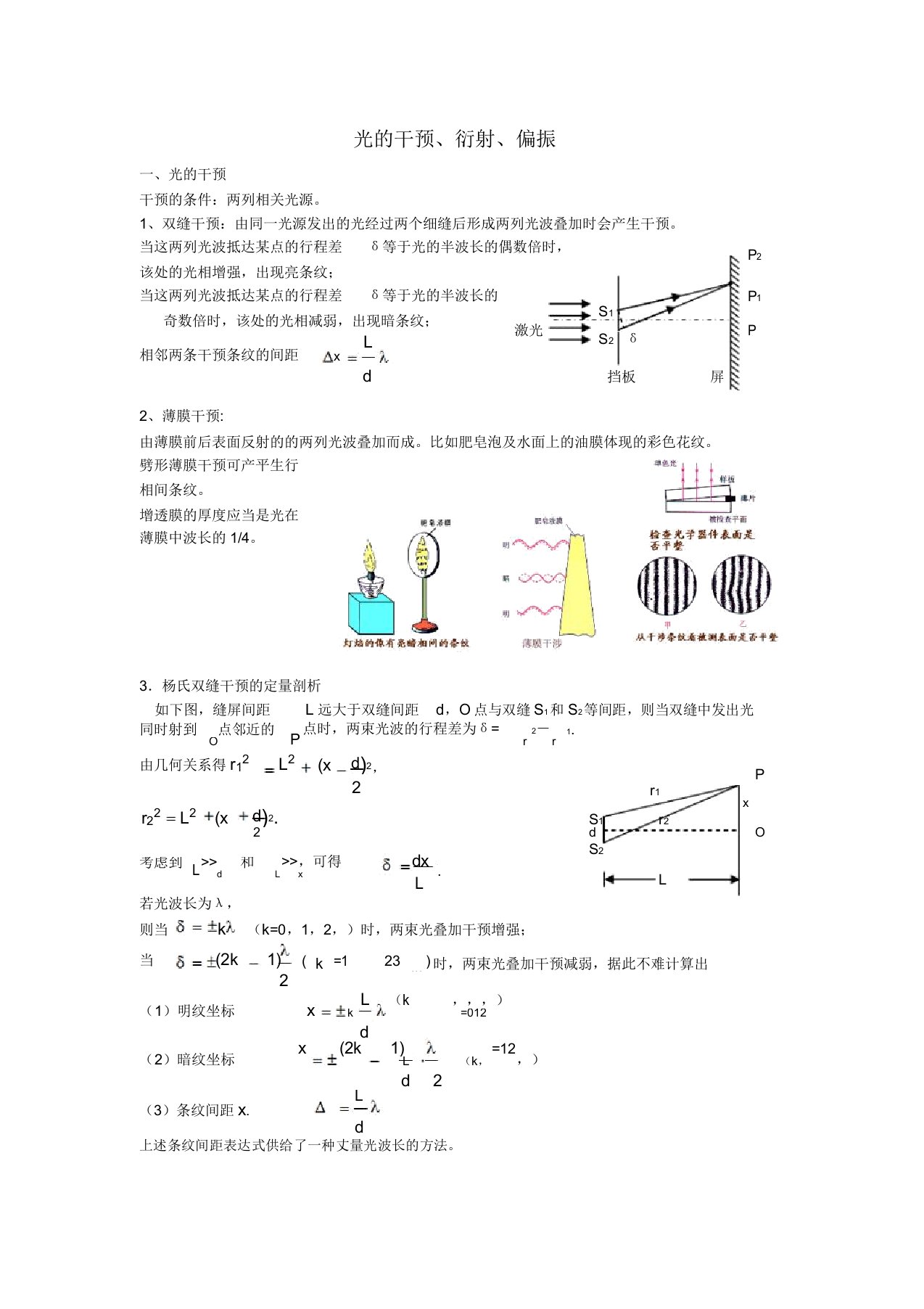 2019届高考物理二轮复习光学专题光干涉衍射偏振讲义