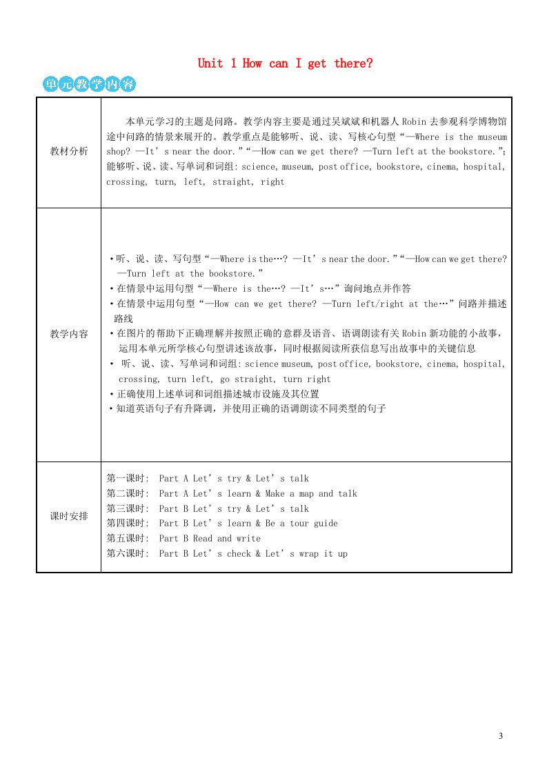 2023五年级英语上册Unit1HowcanIgetthere第一课时教案人教PEP