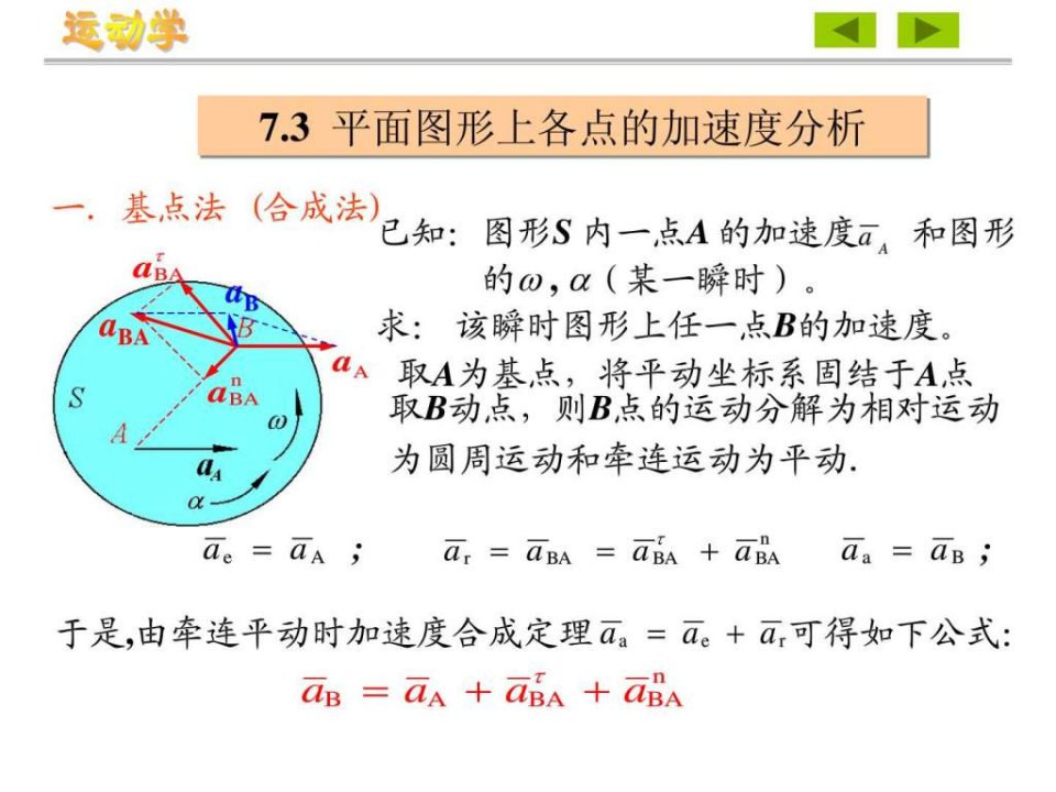 大学理论力学平面图形上各点的加速度分析