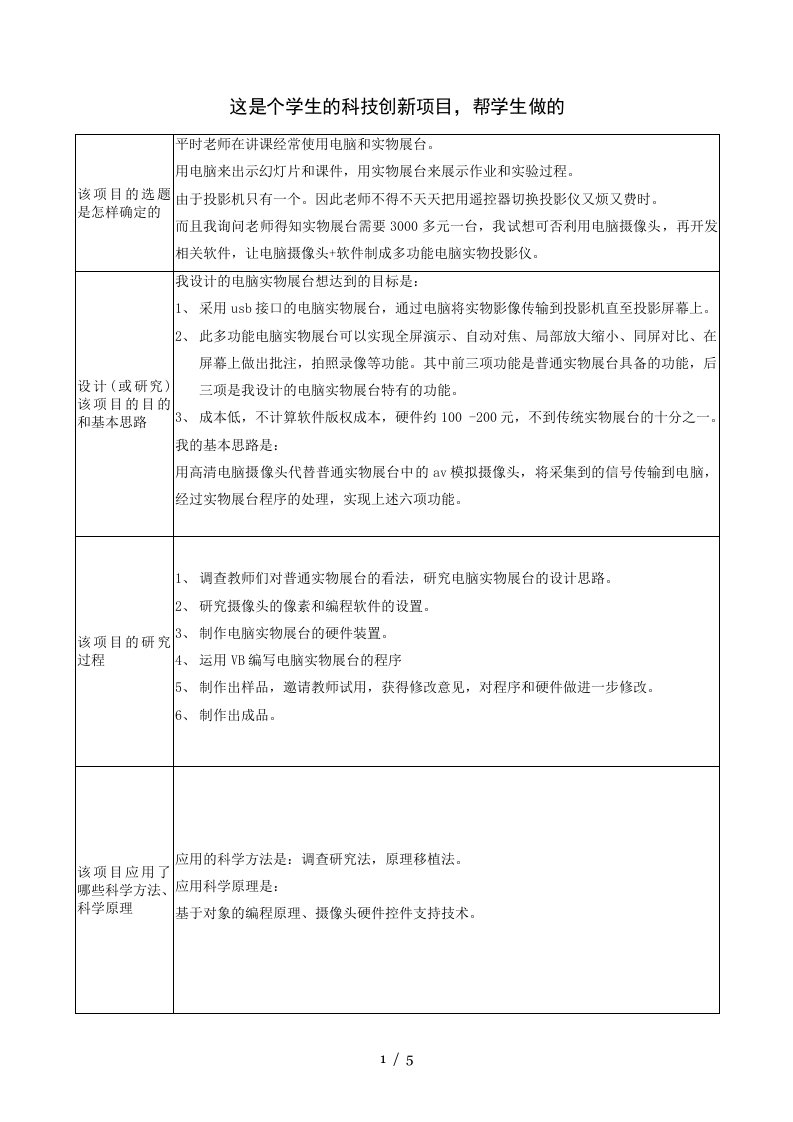 这是个学生的科技创新项目帮学生做的