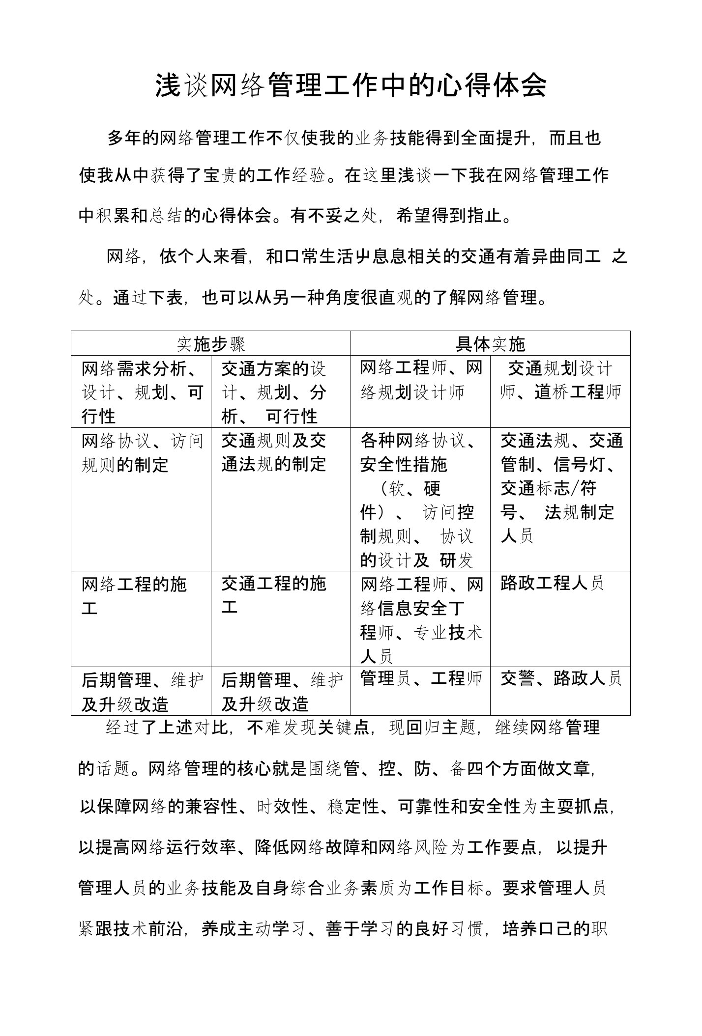 浅谈网络管理工作中的心得体会