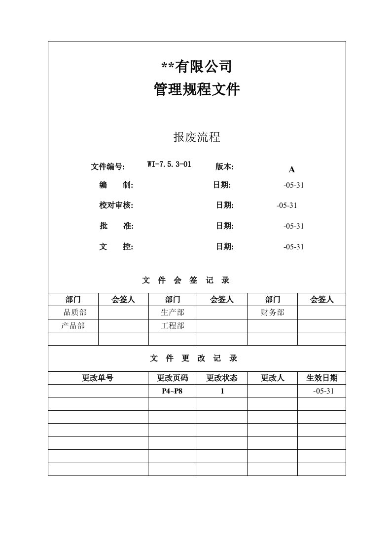 半成品和原材料的报废处理流程及要求