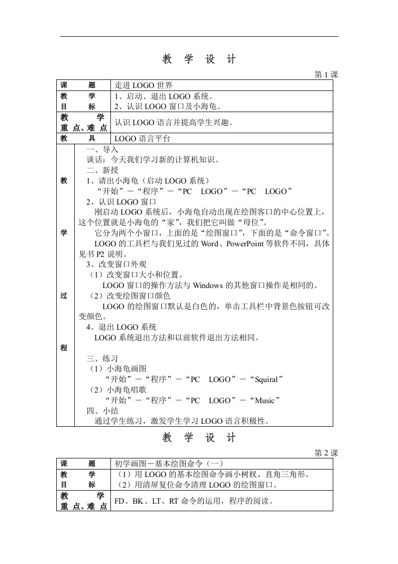 苏科版信息技术选修第1课《认识LOGO》