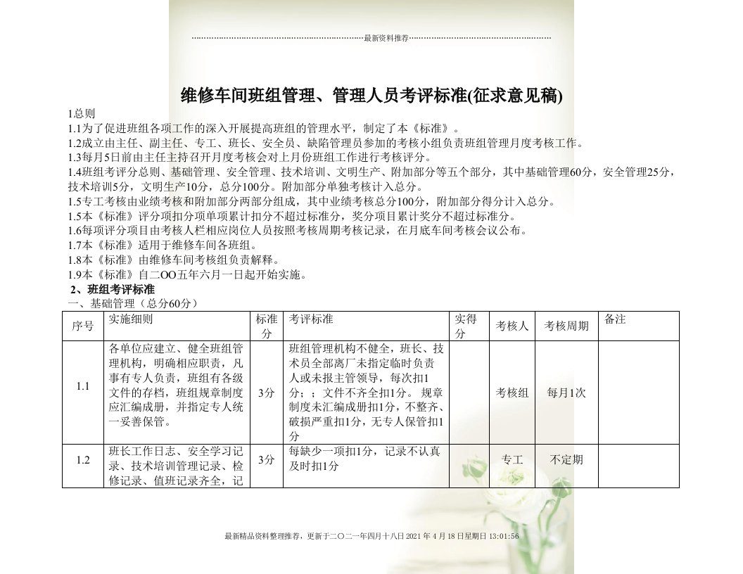 神火电厂班组建设实施细则及考评标准[19页]