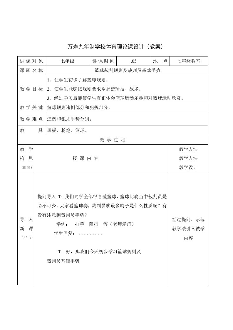 2021年篮球裁判规则及裁判员基本手势