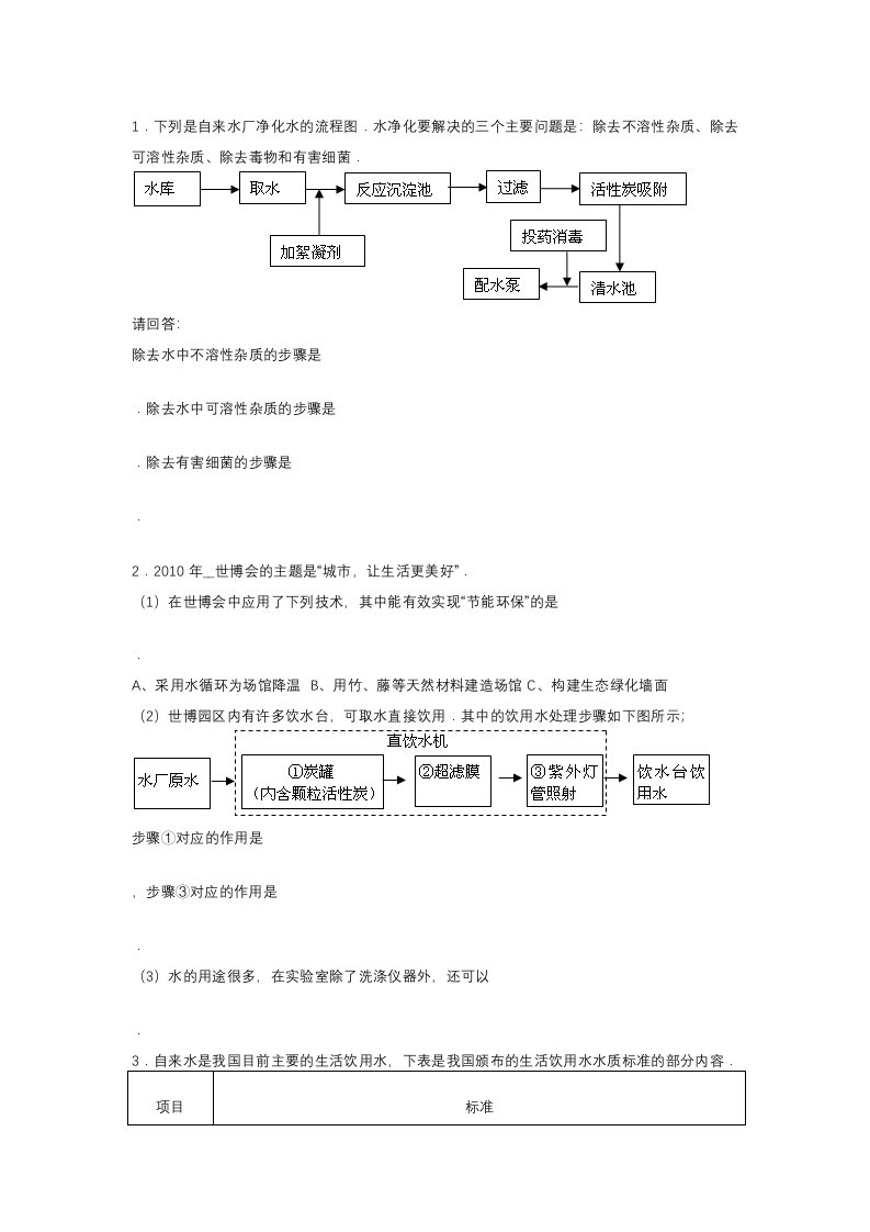 水的净化流程图