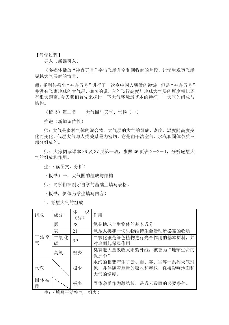 2.2.1大气圈与天气、气候