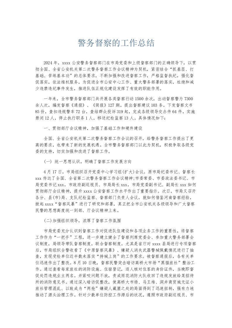 总结报告警务督察的工作总结