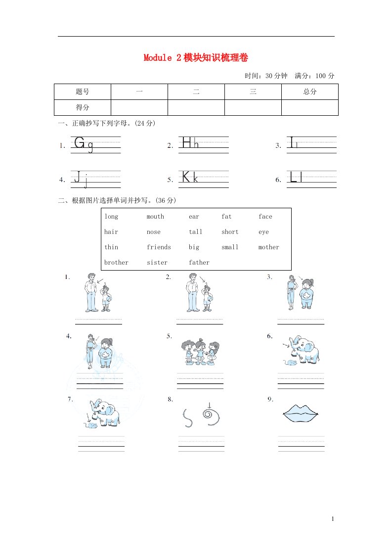 2021三年级英语上册Module2Myfamilymyfriendsandme模块知识梳理卷沪教牛津版