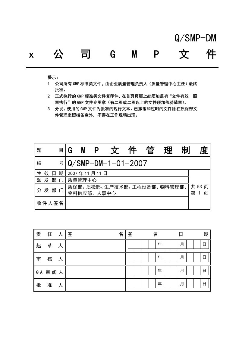 2015年GMP文件管理制度