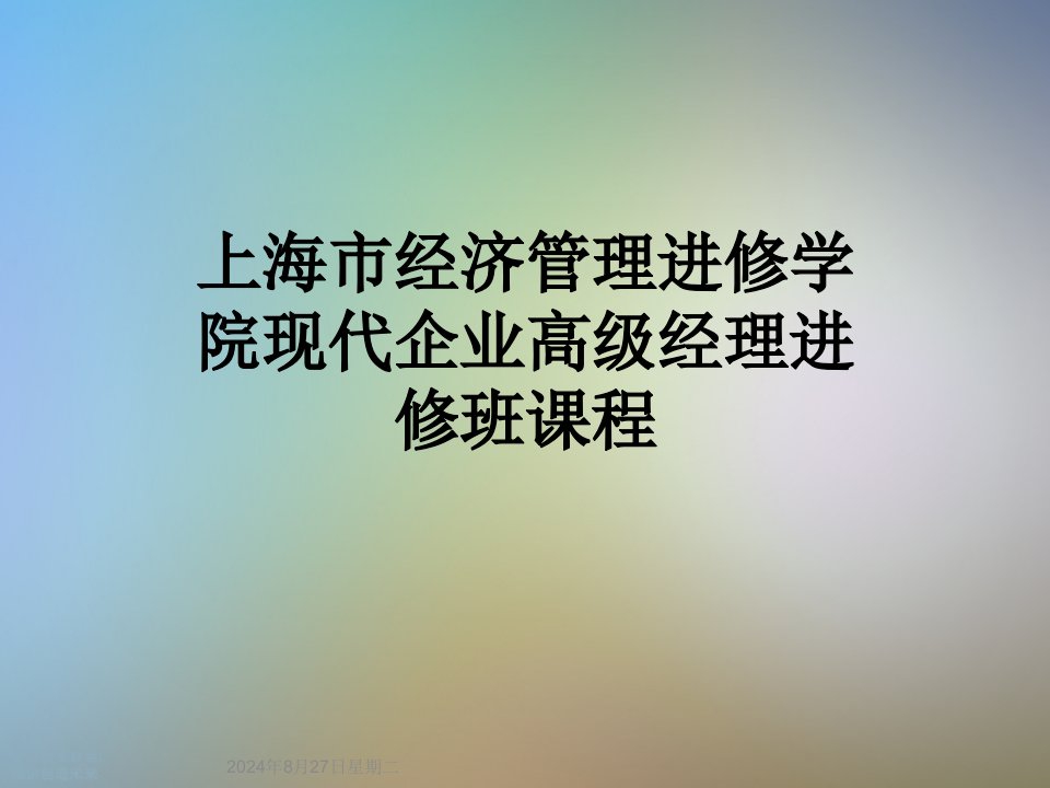 上海市经济管理进修学院现代企业高级经理进修班课程课件