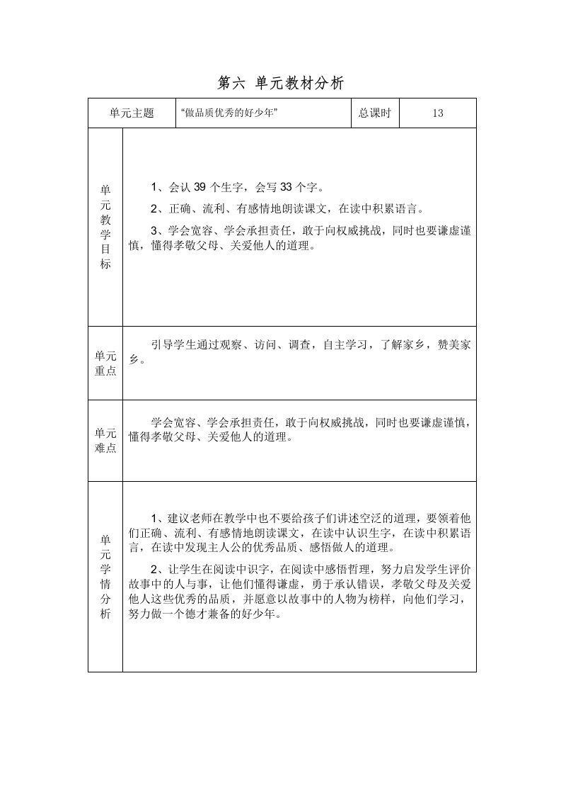 二年级语文第六单元预案