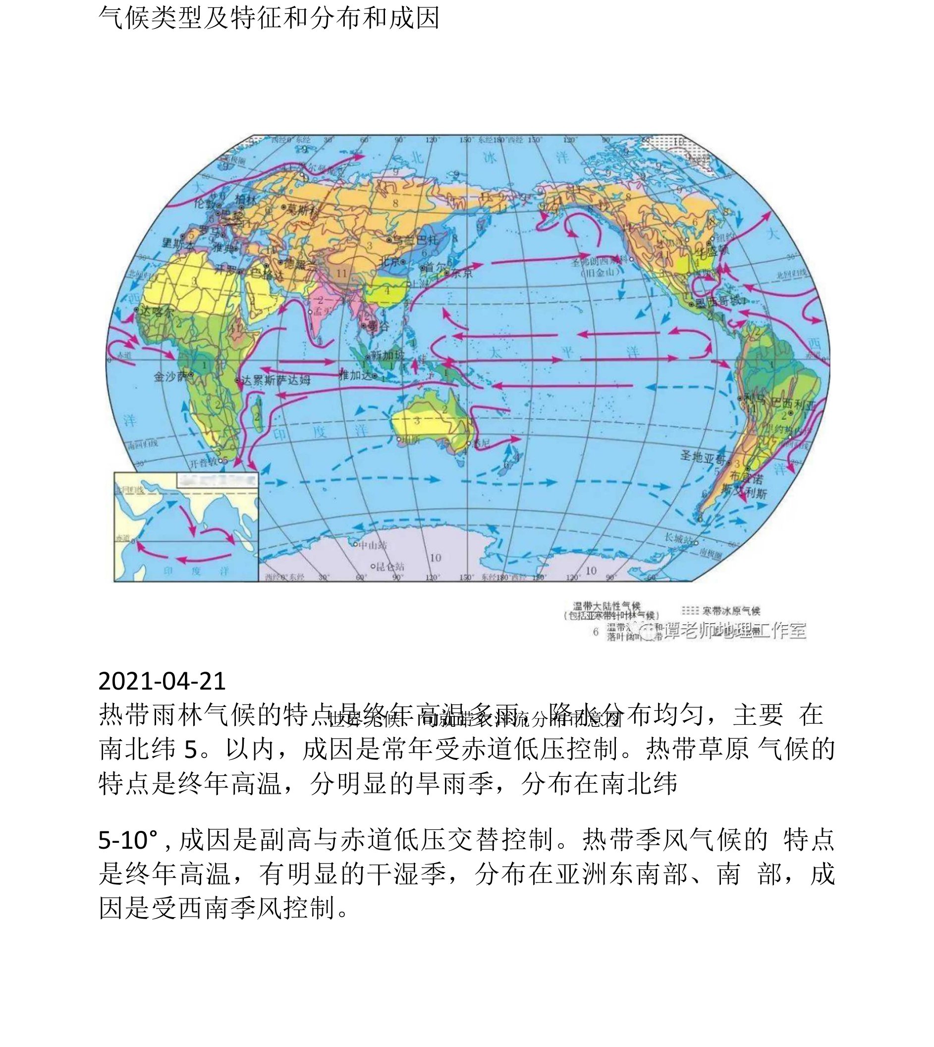 气候类型及特征和分布和成因