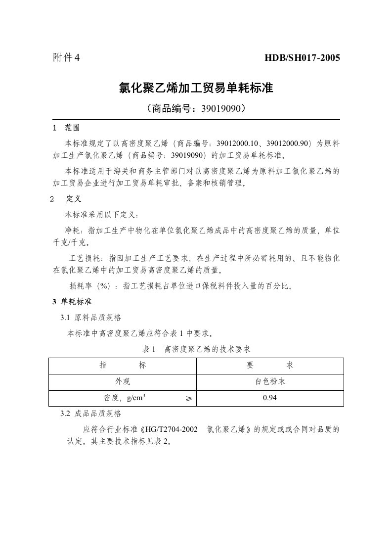 氯化聚乙烯加工贸易单耗标准-ExporttoChin