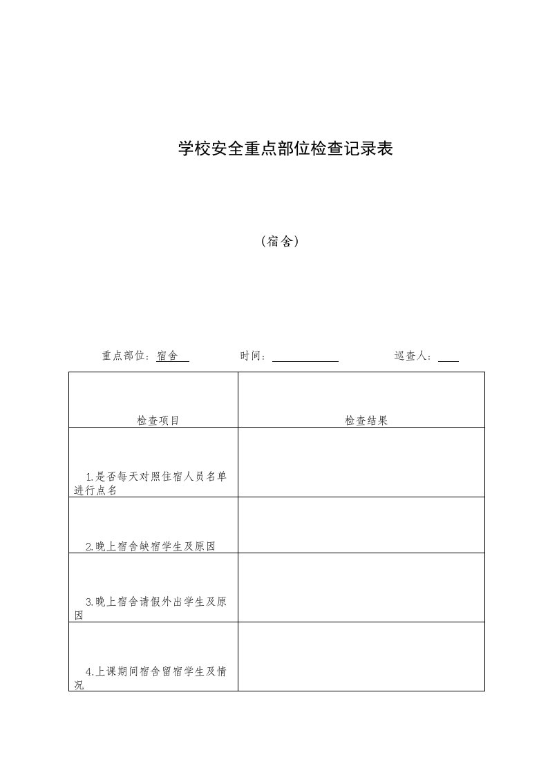 学校安全检查管理工作台账