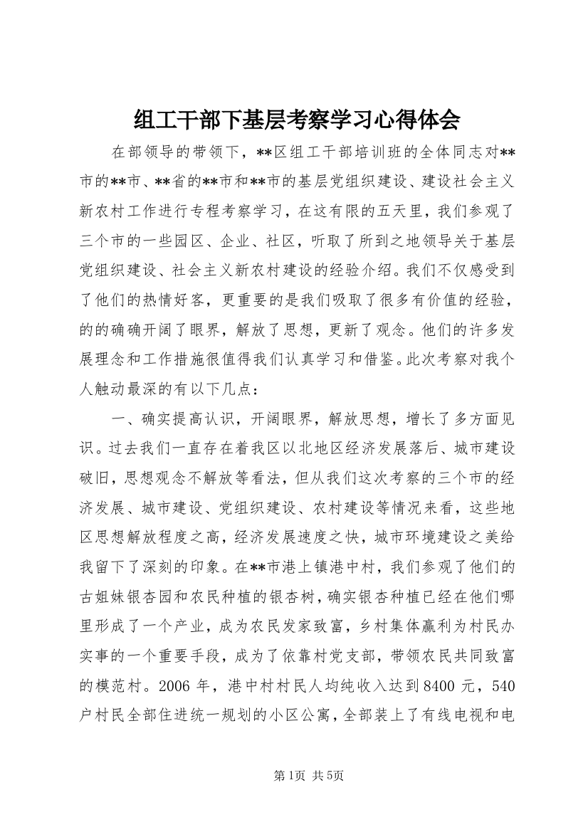 组工干部下基层考察学习心得体会