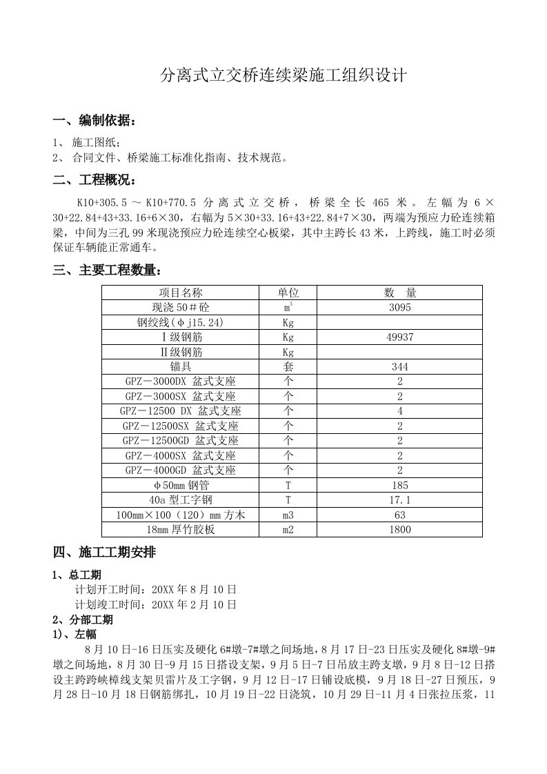 建筑工程管理-分离式立交桥现浇梁施工组织设计