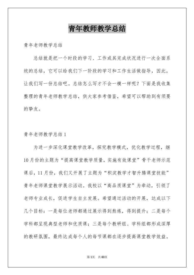 青年教师教学总结例文