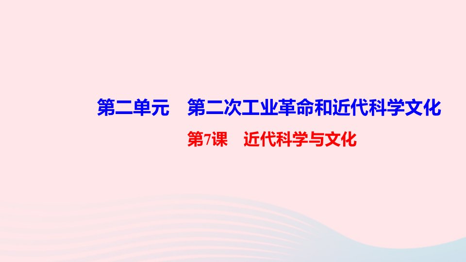 九年级历史下册第二单元第二次工业革命和近代科学文化第7课近代科学与文化作业课件新人教版