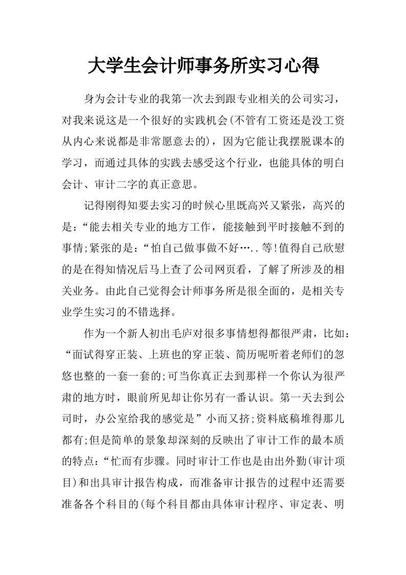 大学生会计师事务所实习心得