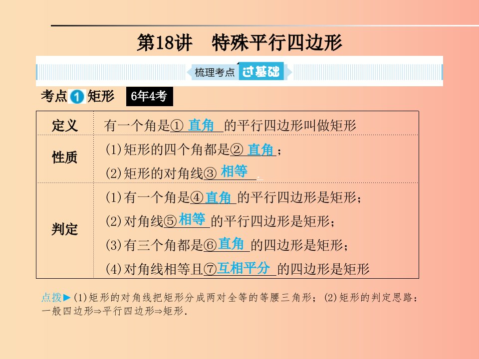 山东省2019年中考数学一轮复习第五章多边形与四边形第18讲特殊平行四边形课件