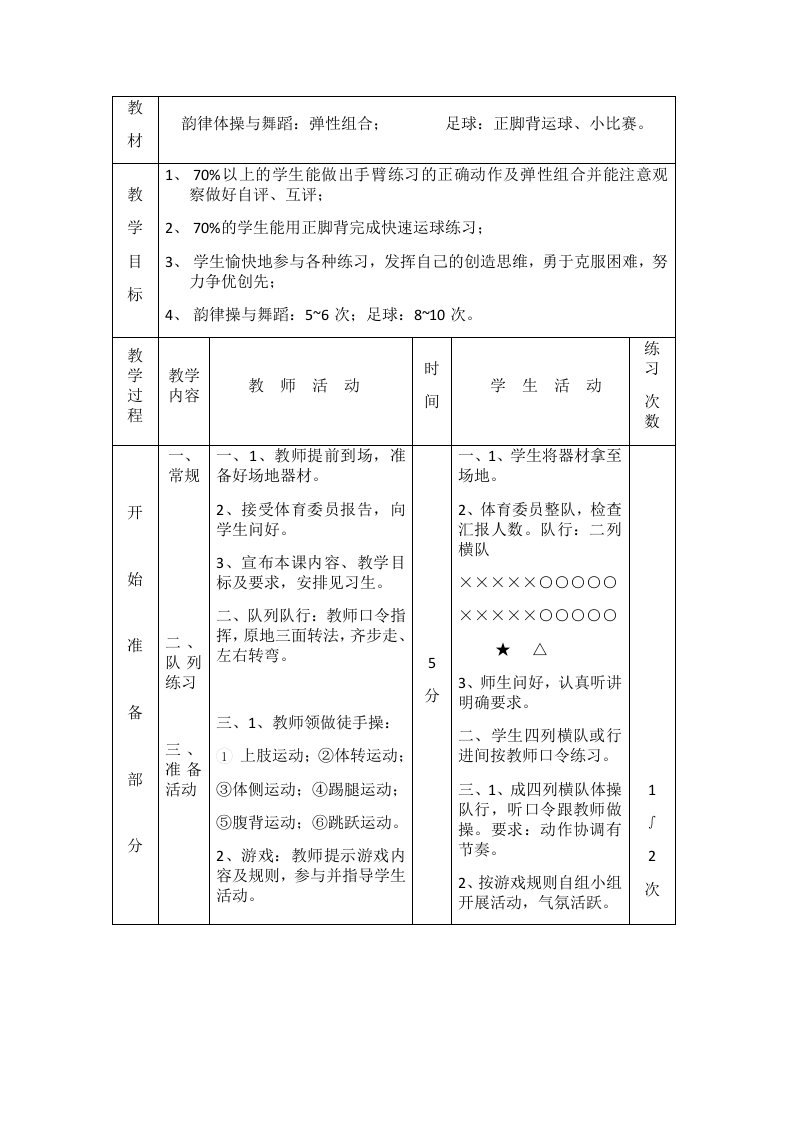 韵律操与舞蹈的结合教案