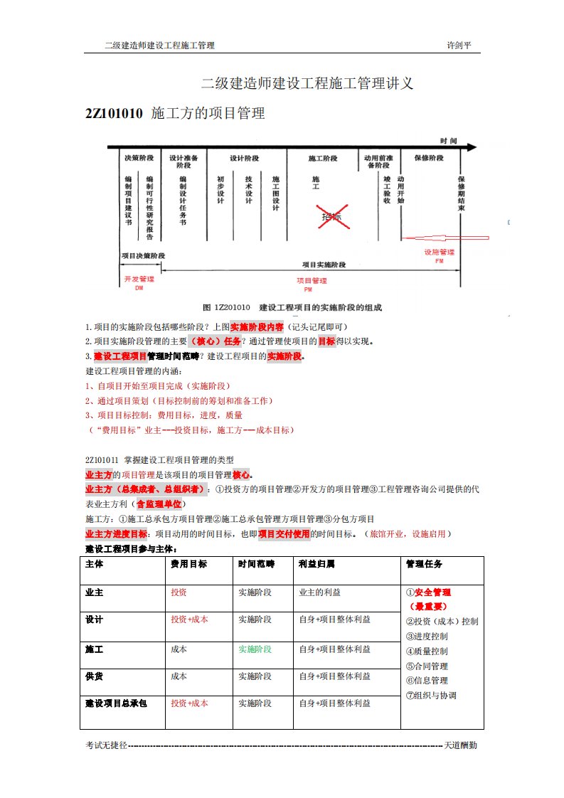 二级建造师施工管理讲义