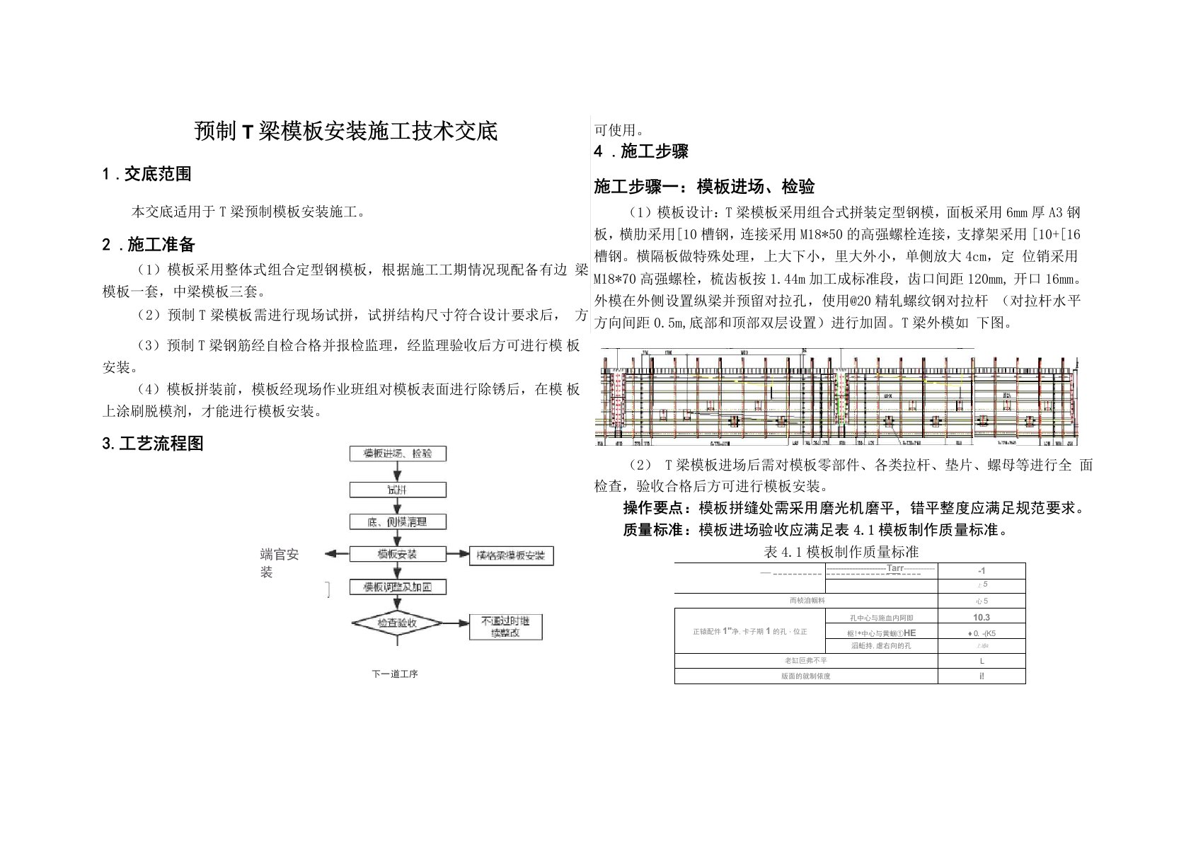 预制t梁模板安装技术交底图文并茂