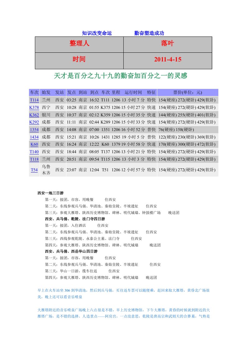 【经典】资料大全：西安旅游攻略