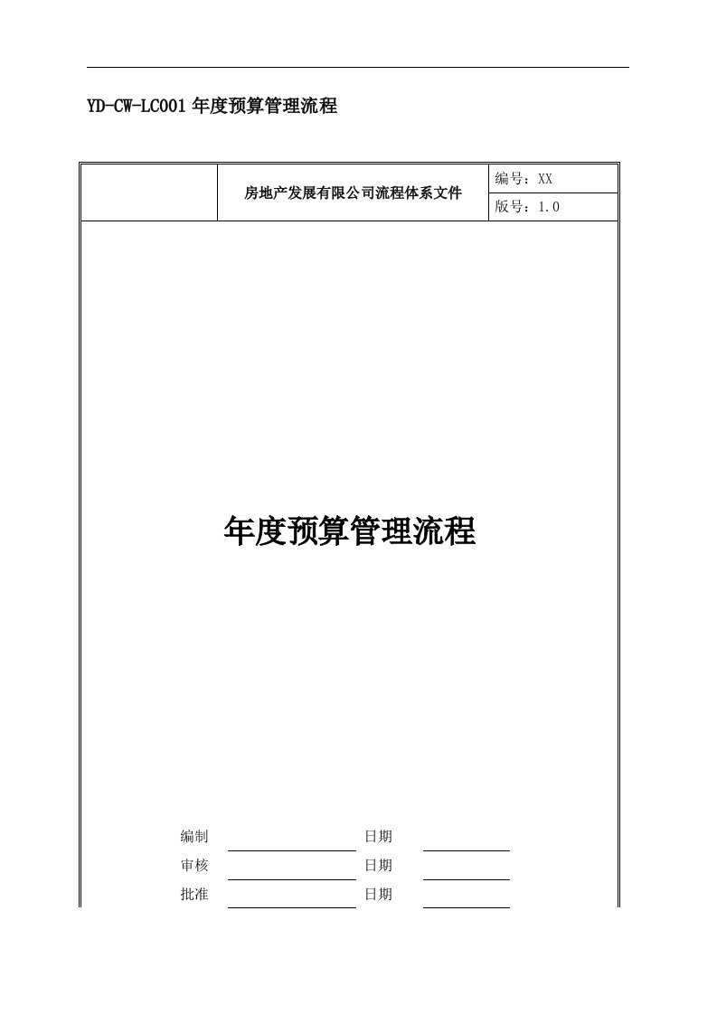 标杆房企房地产预算管理电子表格及流程（18套表格）