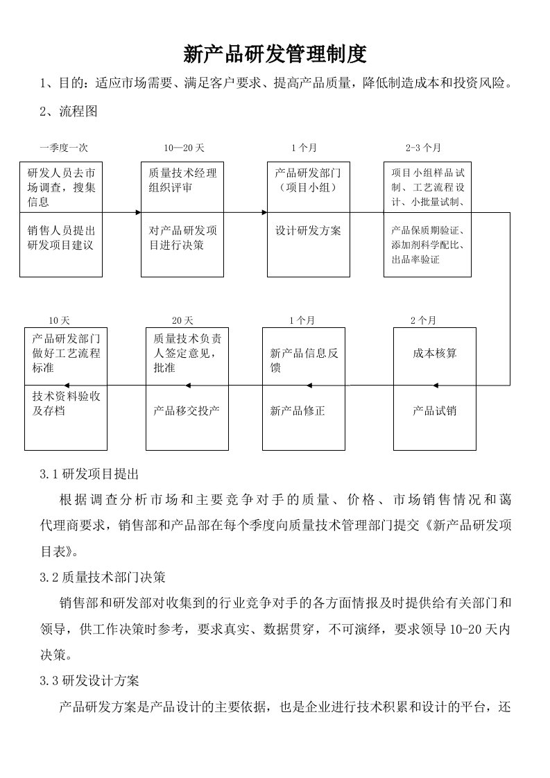 新产品研发管理制度