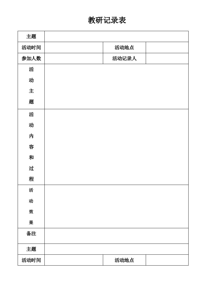 校本教研活动记录表