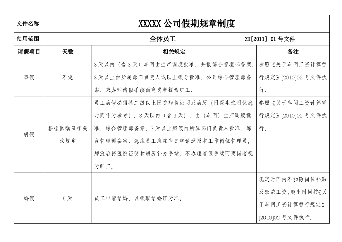 公司请假制度(上传)