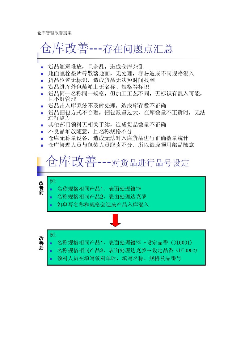 仓库管理改善提案