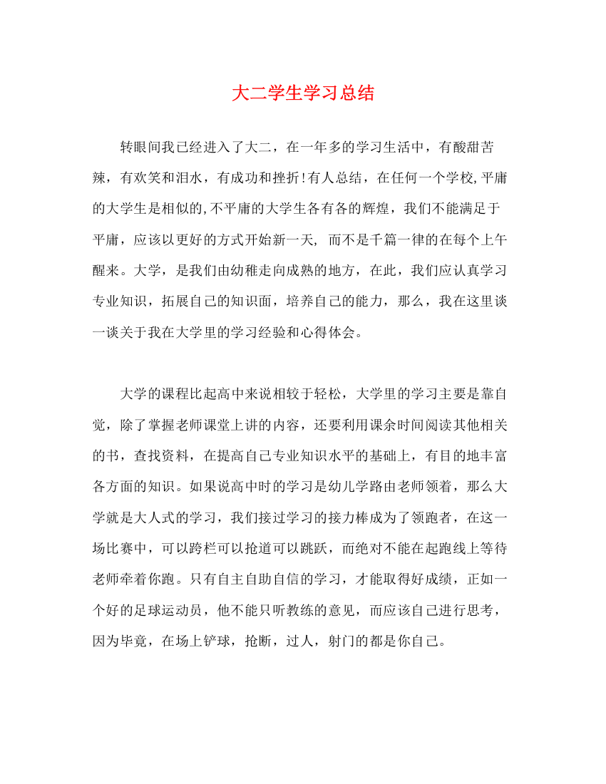 精编之大二学生学习总结