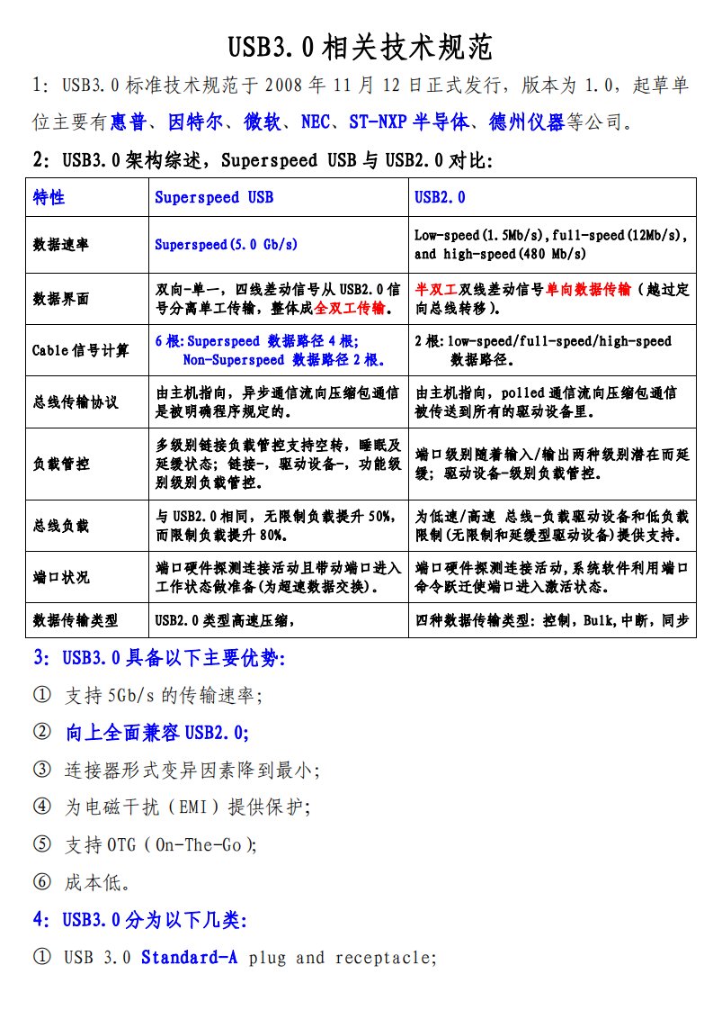 USB3.0协会标准