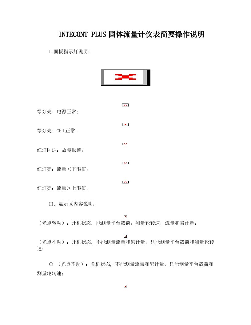 INTECONT+PLUS固体流量计仪表简要操作说明