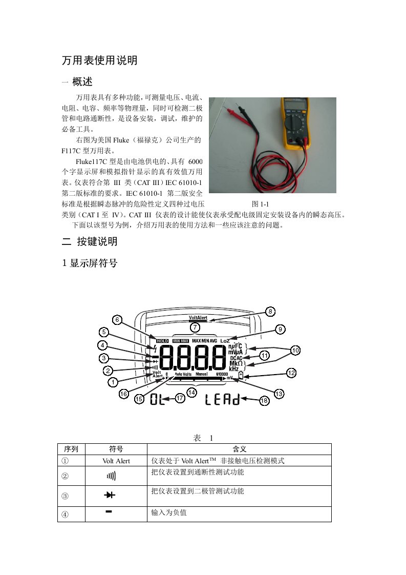 Fluke万用表使用说明