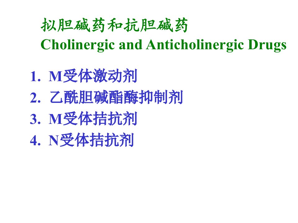 16拟胆碱药和抗胆碱药总结