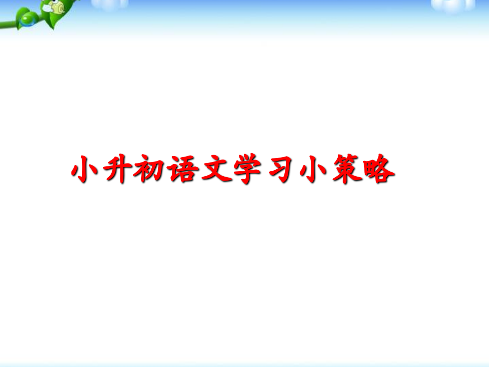 语文小升初复习小策略