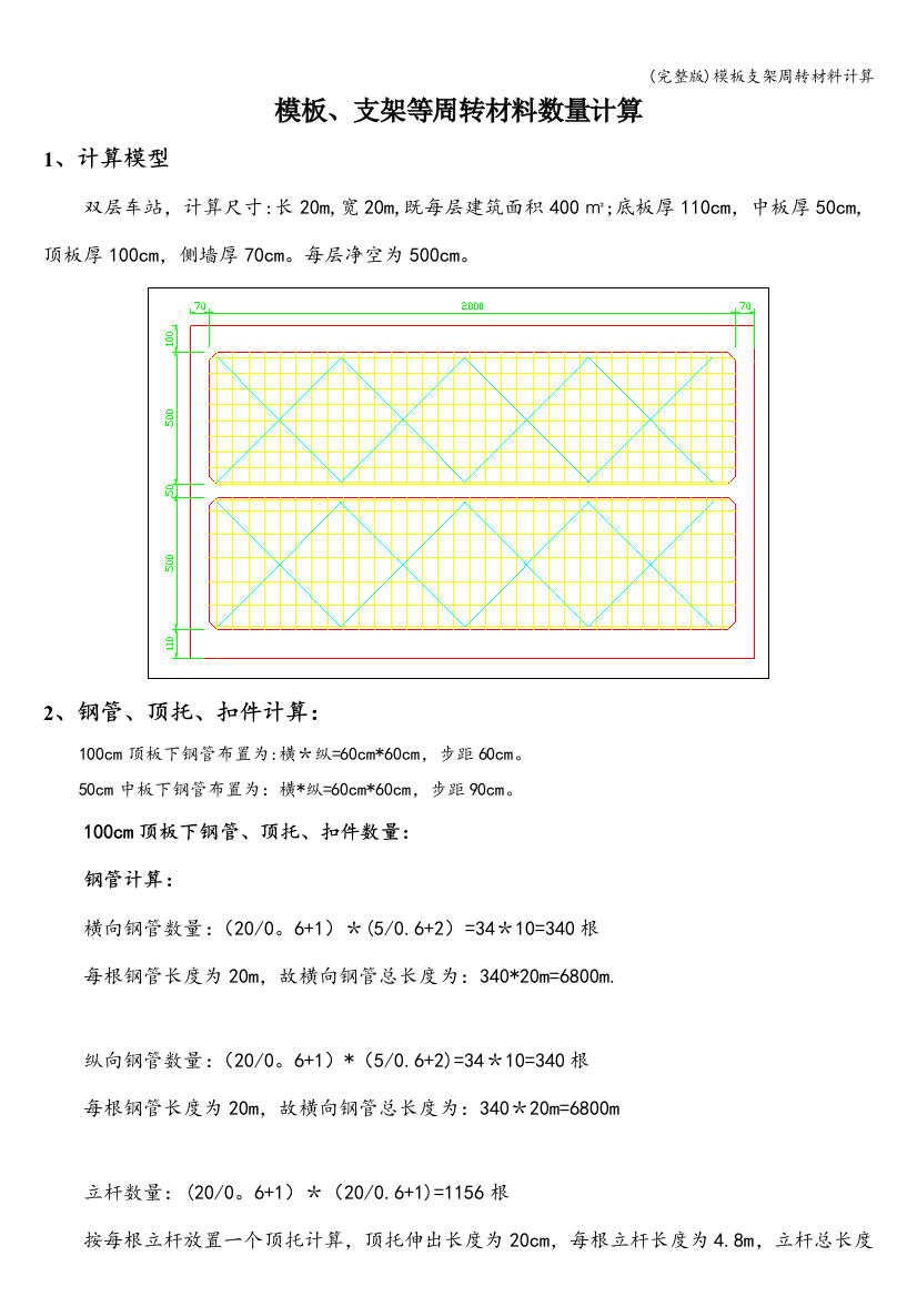 模板支架周转材料计算