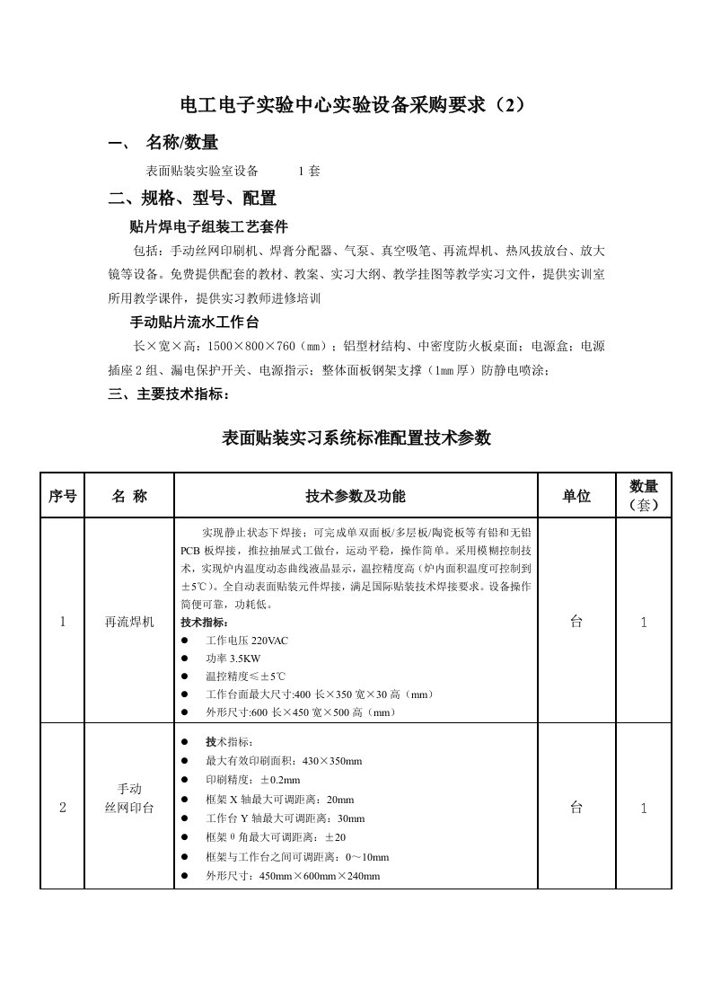 电工电子实验中心实验设备采购要求