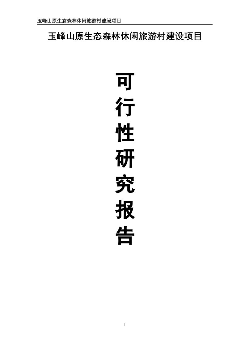 重庆中孚公司玉峰山原生态森林休闲旅游村建设项目可研报告