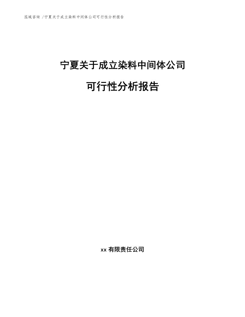 宁夏关于成立染料中间体公司可行性分析报告范文模板