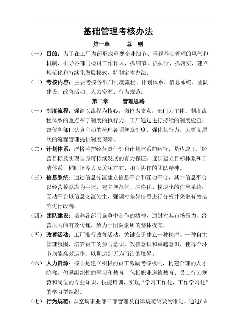 某公司基础管理考核管理办法